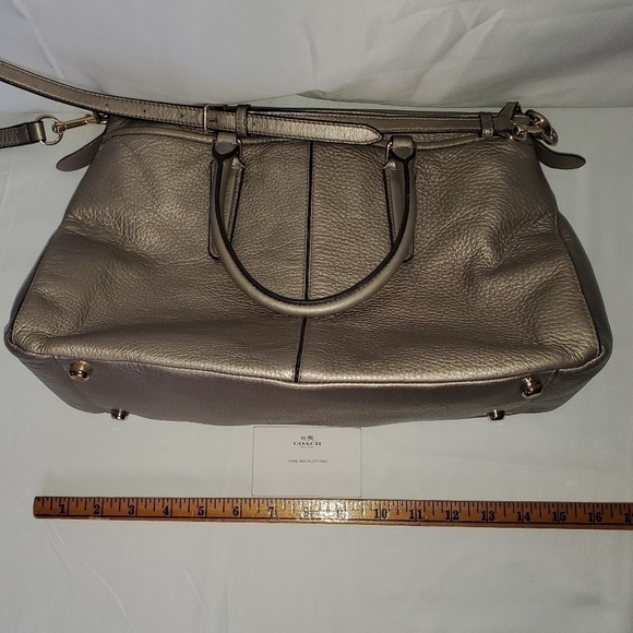 COACH MORGAN SATCHEL IN PEBBLE LEATHER METALLIC SILVER - Picture 7 of 9